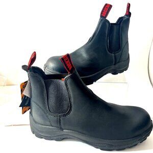 Rockbuster Black Safety Steel Toe Work Boots Men Black Leather Boots Size 11.5